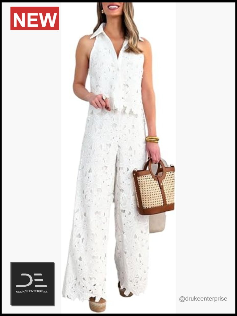 Two Piece Lounge Set Crop Top Wide Leg Pants